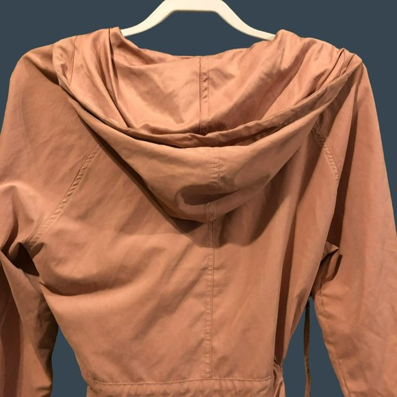 Love Tree Sz M Pink Hooded Wrap Jacket Drawstring Pockets Roll Tab - Picture 5 of 7